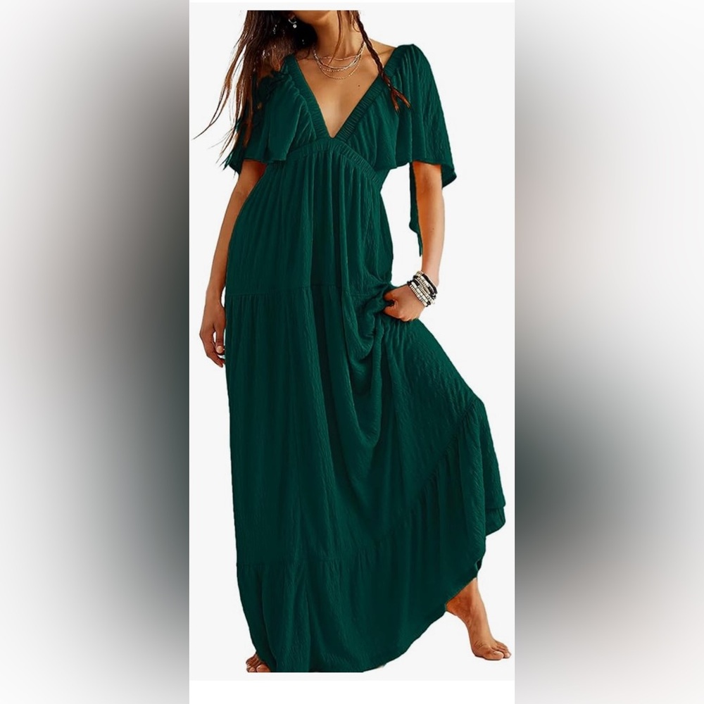 Chic Backless Green Maxi Dress